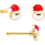 20G 5/16 Gold Hue Santa Christmas Nose Hoop Bone L Shape Set of 3