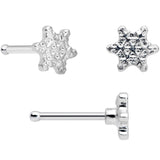 20G 5/16 Clear Gem Snowflake Stocking Nose Bone Hoop Set of 3