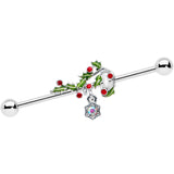 14G Aurora Gem Candy Cane Holly Christmas Industrial Barbell 38mm