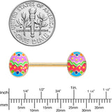 14G 9/16 Gold Tone Painted Easter Egg Barbell Nipple Ring Set