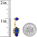 Clear Blue Gem Gold Tone Heirloom Oval Belly Ring