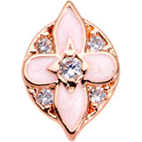 20G 5/16 Clear Gem Rose Gold Tone Pink Cross Nose Hoop