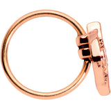 20G 5/16 Clear Gem Rose Gold Tone Pink Cross Nose Hoop