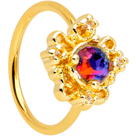 20G 5/16 Gold Tone Purple Tourmaline Filigree Nose Hoop