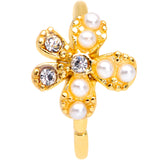 20G 5/16 Clear Gem Gold Tone Stylish Splat Nose Hoop