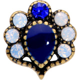 20G 1/4 Clear Blue Gem Heirloom Teardrop Nose Bone