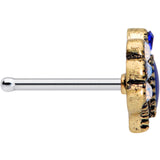 20G 1/4 Clear Blue Gem Heirloom Teardrop Nose Bone