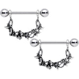 14G 9/16 Clear Gem Abstract Bow Butterfly Dangle Nipple Ring Set
