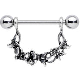 14G 9/16 Clear Gem Abstract Bow Butterfly Dangle Nipple Ring Set