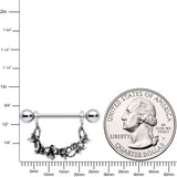 14G 9/16 Clear Gem Abstract Bow Butterfly Dangle Nipple Ring Set