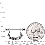 14G 9/16 Pink Gem Abstract Bow Butterfly Dangle Nipple Ring Set