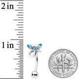Blue Clear Gem Loop Butterfly Top Mount Belly Ring