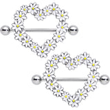 14G 13/16 Daisy Flower Heart Valentines Nipple Shield Set