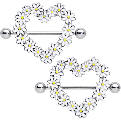 14G 13/16 Daisy Flower Heart Valentines Nipple Shield Set