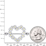 14G 13/16 Daisy Flower Heart Valentines Nipple Shield Set