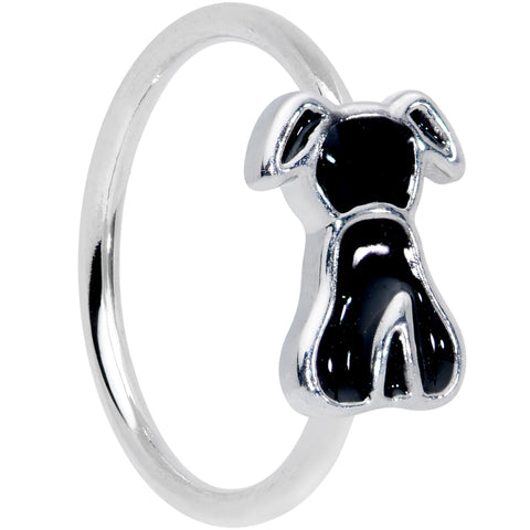 18G 3/8 Black Sitting Dog Nose Hoop