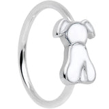 18G 3/8 White Sitting Dog Nose Hoop