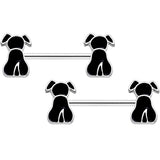 14G 9/16 Black Sitting Dog Barbell Nipple Ring Set