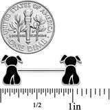 14G 9/16 Black Sitting Dog Barbell Nipple Ring Set