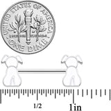 14G 9/16 White Sitting Dog Barbell Nipple Ring Set