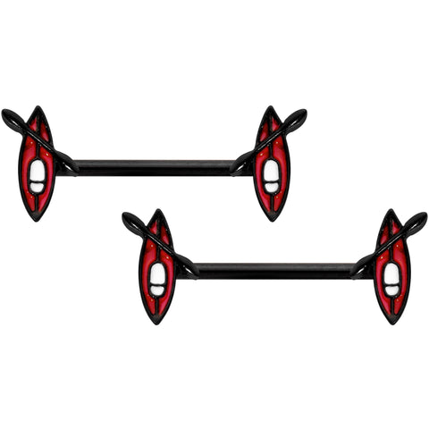 14G 9/16 Black Red Summer Kayak Boat Barbell Nipple Ring Set