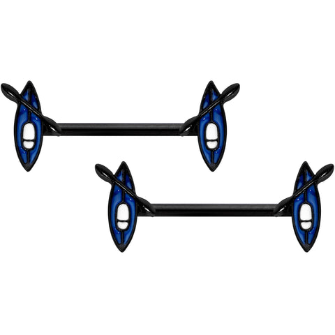 14G 9/16 Black Blue Summer Kayak Boat Barbell Nipple Ring Set