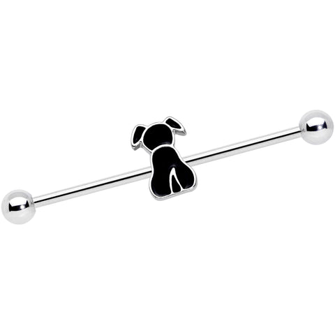 14G Black Sitting Dog Industrial Barbell 38mm