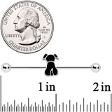 14G Black Sitting Dog Industrial Barbell 38mm