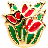 20G 1/4 Gold Tone Springtime Red Tulip Flowers Nose Bone