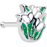 20G 1/4 Springtime White Tulip Flowers Nose Bone