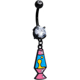 Clear CZ Gem Black Retro Lava Lamp Dangle Belly Ring