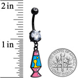 Clear CZ Gem Black Retro Lava Lamp Dangle Belly Ring