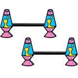 14G 9/16 Black Retro Lava Lamp Barbell Nipple Ring Set
