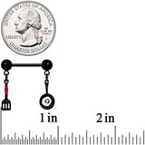 14G 9/16 Black Spatula Pan Kitchen Cooking Dangle Nipple Ring Set