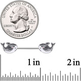 14G 9/16 Sweet Smiling Whale Barbell Nipple Ring Set