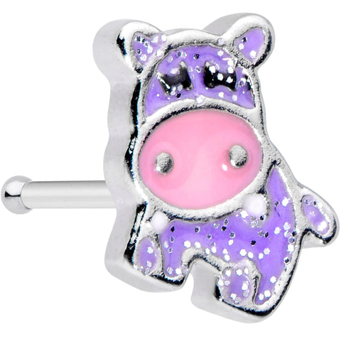 20G 1/4 Happy Purple Hippo Nose Bone