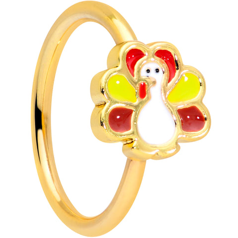 18G 3/8 Gold Tone Turkey Time Thanksgiving Nose Hoop