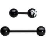 Clear Gem Black Purple Heart Matte Stripe Barbell Tongue Ring Set of 4