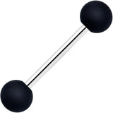 Clear Gem Black Purple Heart Matte Stripe Barbell Tongue Ring Set of 4