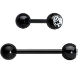 Clear Gem Black Red Glitter Heart Stripes Barbell Tongue Ring Set of 4