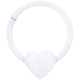 18G 3/8 White Matte Little Heart Hinged Segment Ring