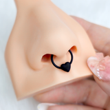 18G 3/8 Black Matte Little Heart Hinged Segment Ring