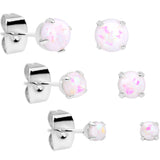 20G White Faux Opal 3mm to 5mm Post Stud Earrings Set of 3