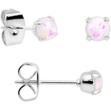 20G White Faux Opal 3mm to 5mm Post Stud Earrings Set of 3