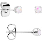 20G White Faux Opal 3mm to 5mm Post Stud Earrings Set of 3