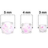 20G White Faux Opal 3mm to 5mm Post Stud Earrings Set of 3