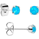 20G Blue Faux Opal 3mm to 5mm Post Stud Earrings Set of 3