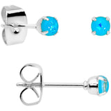 20G Blue Faux Opal 3mm to 5mm Post Stud Earrings Set of 3