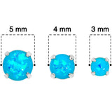 20G Blue Faux Opal 3mm to 5mm Post Stud Earrings Set of 3