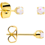 20G White Faux Opal Gold Tone 3mm to 5mm Stud Earrings Set of 3